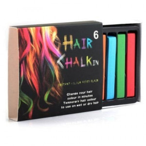 Farvekridt til håret / Hair Chalk pakke m 6 stk hårkridt