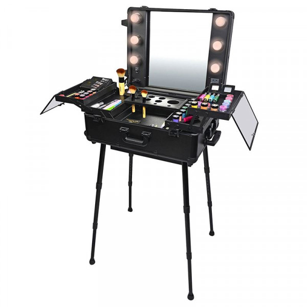 Pro Studio2Go - Makeup bord med Hollywood LED spejl og opbevaring